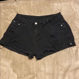 Black jean shorts